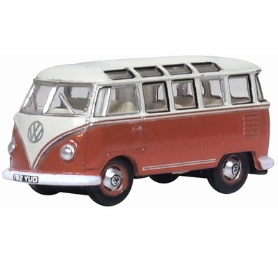 Volkswagen T1 Samba Bus Sealing Wax Red and Gray 1/148 (N) Scale Diecast Model Car by Oxford Diecast