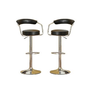 Simple Relax Adjustable Faux Leather Bar Stools Black Set of 2 - 1 of 4