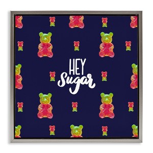 Stupell Industries Hey Sugar Candy Bear Floating Frame Canvas Art, Gray, 25" x 25" - 1 of 4