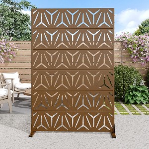 MAYEERTY Star Shaped Brown Galvanized Steel Screen Outdoor and Indoor Divder with Free Standing Decorative for Balcony Patio Room Divider - 1 of 4