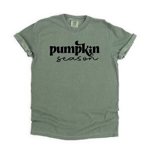 Simply Sage Market Women's Pumpkin Season Cursive Short Sleeve Garment Dyed Tee - 1 of 2