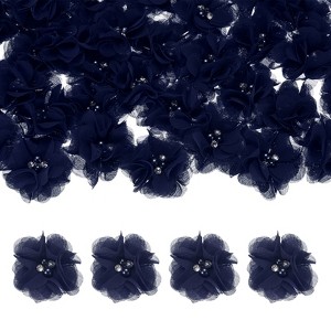 Unique Bargains Mesh Fabric Rhinestone Pearl Chiffon Flowers 2.17 x 2.17 Inch - 1 of 4