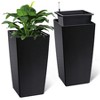 30" Tall Planters Set of 2, Outdoor＆Indoor Planter Pots, with Drainage Holes＆Water Level Monitor＆Inner Bucket, Automatic Watering, Black - 2 of 4