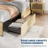 Bed Frame with Natural Rattan Headboard, Sturdy Metal Base, Boho-Style Cane Support - 3 of 4