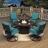 ALAULM 5 Piece Metal Outdoor Patio Furniture Set with Round Fire Pit Table, 4 Swivel Chairs - 2 of 4
