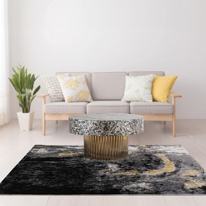 32" Stainless Steel Modern Coffee Table with Mother of Pearl Top and Brass Finish for Living Room - 1 of 4