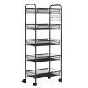 Costway 5 Tier Storage Rack Trolley Cart Home Kitchen Organizer Utility Baskets Black - 2 of 4