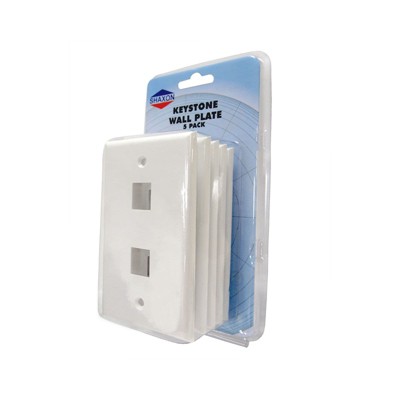 Shaxon 2 Port Single Gang Keystone Wall Plate White 5/Pack BM303WP2-5B