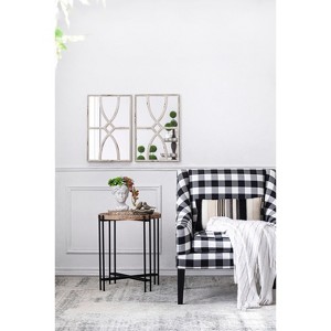 Wooakway 23.6"H 15.7"W 2-Piece Wood Accent Wall Mirrors Distressed Window Pane Mirrors for Living Room Entryway Bedroom - 1 of 4