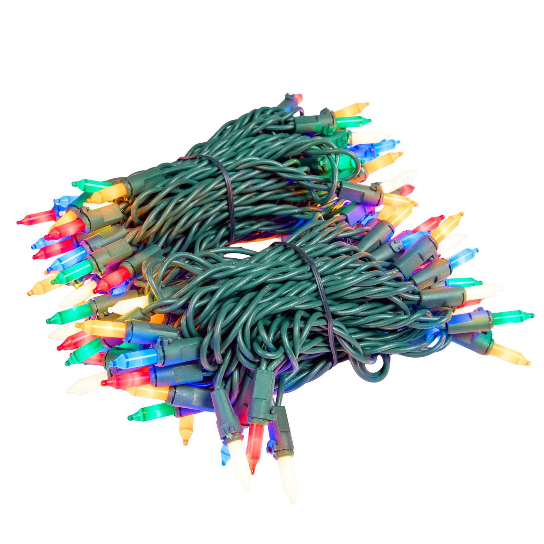 Novelty Lights RetroGlo® Ceramic Mini Lights 100 Light on Green Wire 34 Feet Long