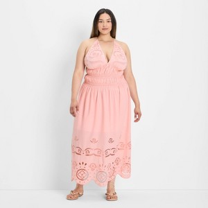 Women's Eyelet Maxi A-Line Dress - Future Collective - 1 of 3