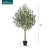 DR.Planzen 5-8FT Lush Artificial Olive Tree - UV Resistant Fake Plant with Black Fruits in 7x8" Black Pot for Indoor/Outdoor House & Floor Decor - 4 of 4
