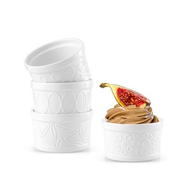 JoyJolt White Embossed Porcelain Ramekins
