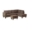 AndMakers 97 in. W Square Arm 3-piece L Shaped Cotton Modern Sectional Sofa in Brown with Storage - 3 of 4