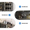 12-Bottle Metal Wood Wine Storage Cabinet with Bottle Rack, Stemware Holder, LED Lighting, Mesh Door Buffet Sideboard for Living Room - 3 of 4