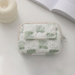 Anna-Kaci Women's Quilted Floral Coin Purse - Small Lightweight Cosmetic Bag with Zipper and Snap Pocket - 1 of 3