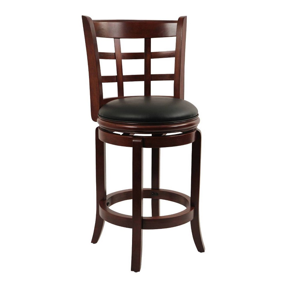 24" Kyoto Wood Composite Counter Height Barstool Cherry - Boraam: Swivel, Upholstered, Lacquered Finish