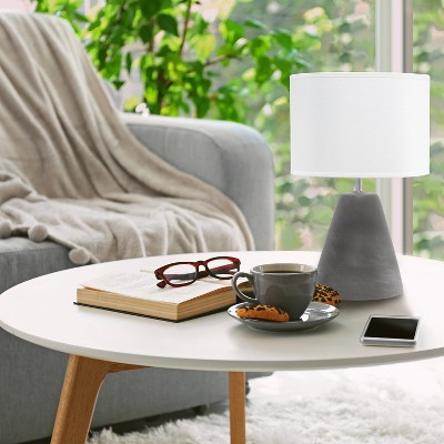Sophisticated Modern White Fabric Shade Concrete Table Lamp