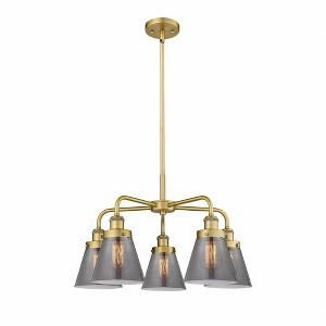 Cone - 5 Light Stem Hung Chandelier In Art Deco Style-14.75 Inches Tall and 24.25 Inches Wide - 1 of 1