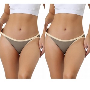 Allegra K Women's Cotton Low Waist Stretch Soft Comfortable High Cut Underwear 2 Packs - 1 of 4