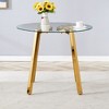 36" Round Tempered Glass Dining Table with 7-Shaped Metal Legs, Modern Luxurious Design for Dining, Office or Coffee Use - 2 of 4