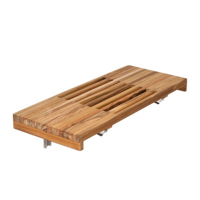 HomeRoots 30" Brown Wall Mount Teak Rectangular Shower Bench