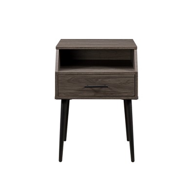 Gulches Slate Grey Nightstand - Contemporary Angled Accent Table