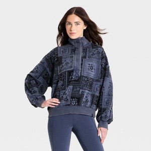 Women's French Terry Henley Sweatshirt - JoyLab™ Blue XS : Target