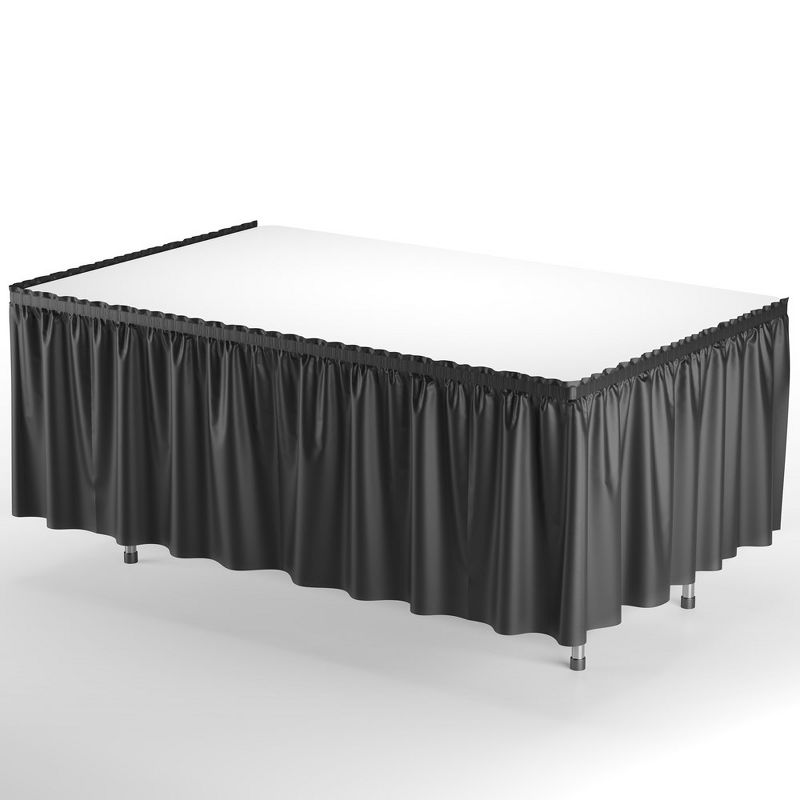 Crown Display 6 pack Disposable Plastic Tableskirts - 29" x 14 Ft ruffled Table Skirt with Adhesive Strip - 6 Count, 2 of 9
