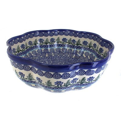 Blue Rose Polish Pottery Charleston Large Scallop Bowl