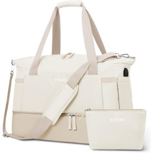 Gym Bag for Women, Personal Item Travel Bag, Shoe Compartment, Wet Pocket & USB Port - 1 of 4