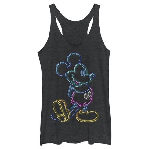 Women's Mickey & Friends Bright Neon Mickey Mouse Outline Racerback Tank Top - image 1 of 4