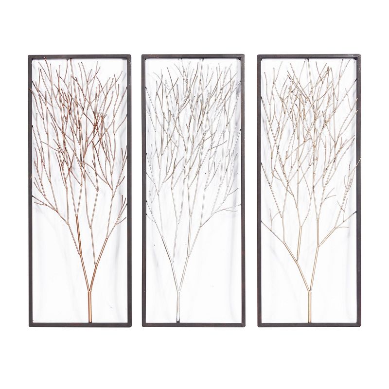 Metal Tree Branch Wall Decor with Black Frame Set of 3 Black - Olivia &#38; May, 1 of 16
