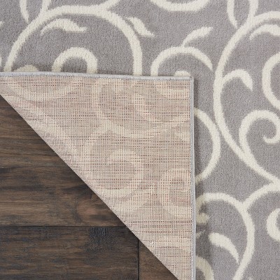 Abstract Vines Gray Hand-Knotted 4'x6' Reversible Area Rug