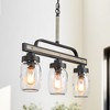 LNC Aries 3-Lights 22" Farmhouse Linear Kitchen Island Pendant  Lights, Matte  Black and Lights  Gray Wood Grain with 3 Clear Mason Jar - 2 of 4