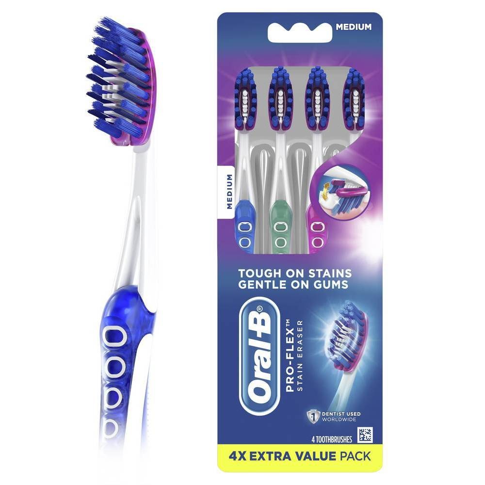 Photos - Electric Toothbrush Oral-B 3D White Pro Flex Stain Eraser Toothbrush - Medium - 4ct 