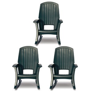 Semco Rockaway Heavy-Duty All-Weather Low Maintenance Easy Assembly Plastic Outdoor Rocking Chair for Deck and Patio, Green (3 Pack) - 1 of 4