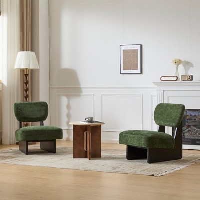 LOEHAVIT Armless Accent Chairs Set of 2 Small Modern Living Room Chairs Padded Seat Backrest Wooden Frame Minimalist Upholstered Bedroom Chair