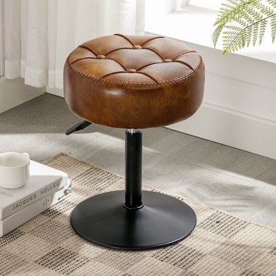 Arceso Adjustable Vanity Stool, 360° Swivel Faux Leather Stool for Makeup Room, Bathroom & Living Room