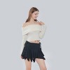 Women's Slim Fit Long Sleeve Off the Shoulder Knit Wrap Top - Wild Fable™ - 3 of 4