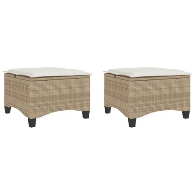 vidaXL Garden Stool Beige PE rattan, powder-coated steel Standard