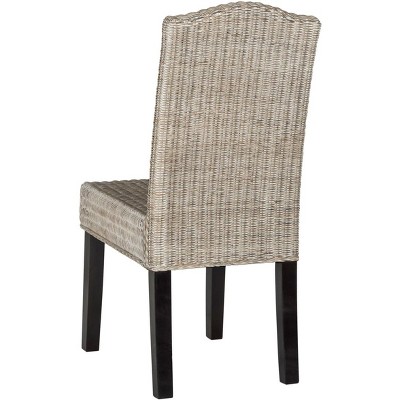 Antique Grey Rattan and Cane Dining Side Chair Set
