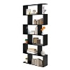 Yukimo 6-Tier S-Shaped Bookshelf, Storage Display Bookcase Decor Z-Shelf, 31.5" x 9" x 75", Black/White/Coffee - 4 of 4