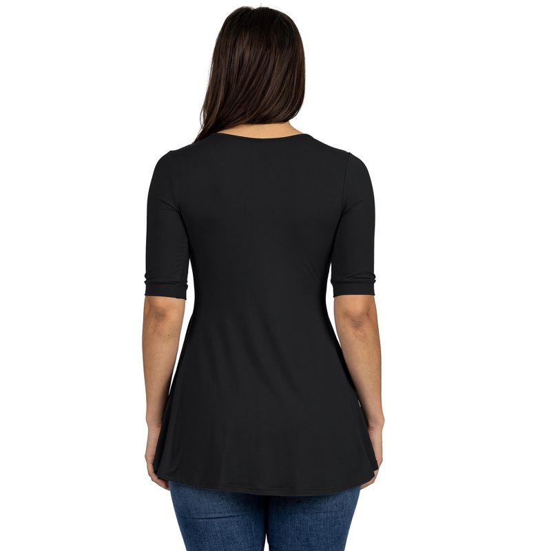 24seven Comfort Apparel Short Sleeve Tunic Top with Button Detail, 3 of 4