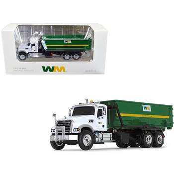 Mack Granite MP Garbage Truck w/Tub-Style Roll-Off Container Waste Management White & Green 1/87 HO Diecast Model by First Gear