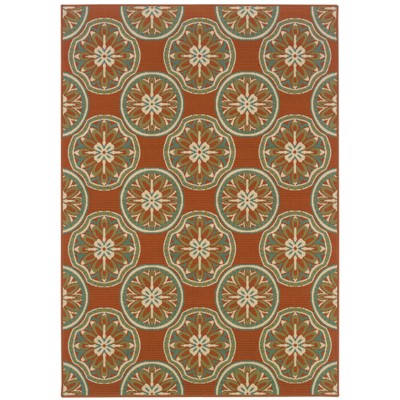 Oriental Weavers Montego 8323D Orange/ Ivory Indoor/Outdoor Area Rug - 2'5" x 4'5"