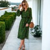 Anna-Kaci Women's Leopard Long Lantern Sleeves Drawstring Tie Waist Midi Dress - 4 of 4
