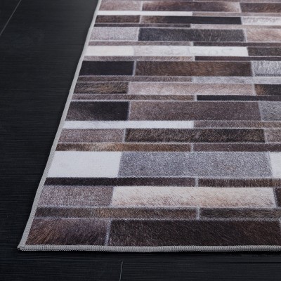 Gray Faux Fur Rectangular Washable Area Rug