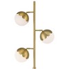 360 Lighting Kelowna Mid Century Modern 67" Tall Standing Floor Lamp Skinny Tree 3-Light Gold Metal Antique Brass Finish Living Room Globe White Shade - 3 of 4