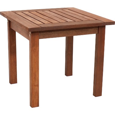 Sunnydaze Outdoor Meranti Wood with Teak Oil Finish Modern Square Patio Accent Side Table - 19" - Brown